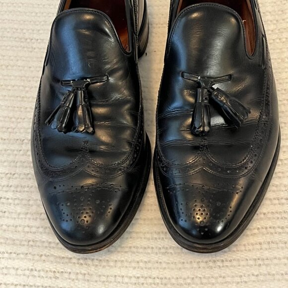Allen Edmonds Berwick Tasseled Wing TIp Slip-on Black Loafers Vintage Size 8.5 B - Picture 2 of 10